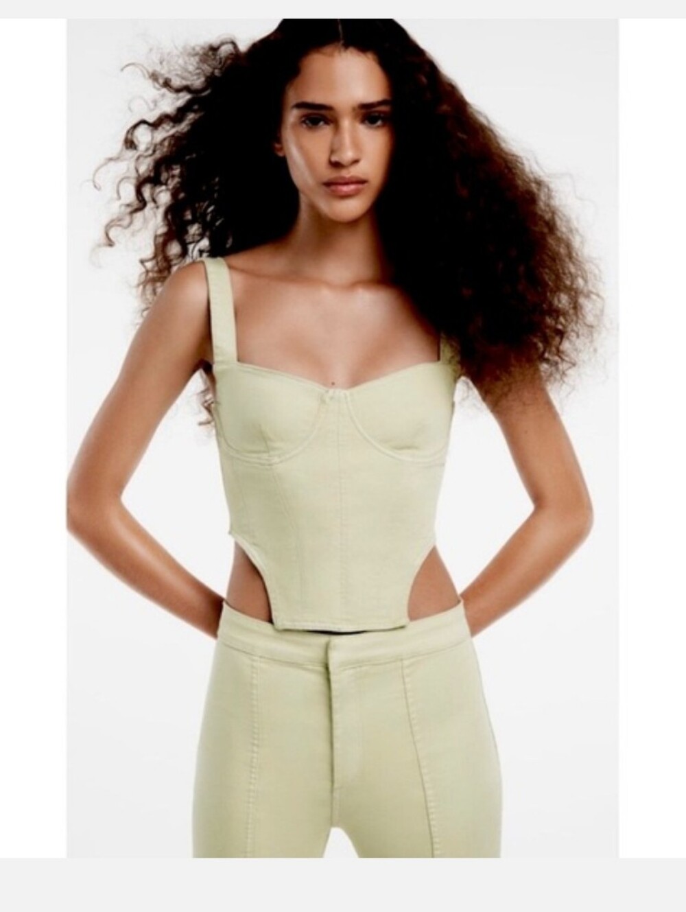 Zara Light Green Corset Tank Top Cutout Sexy Festival Grunge‎ Sleeveless Medium
